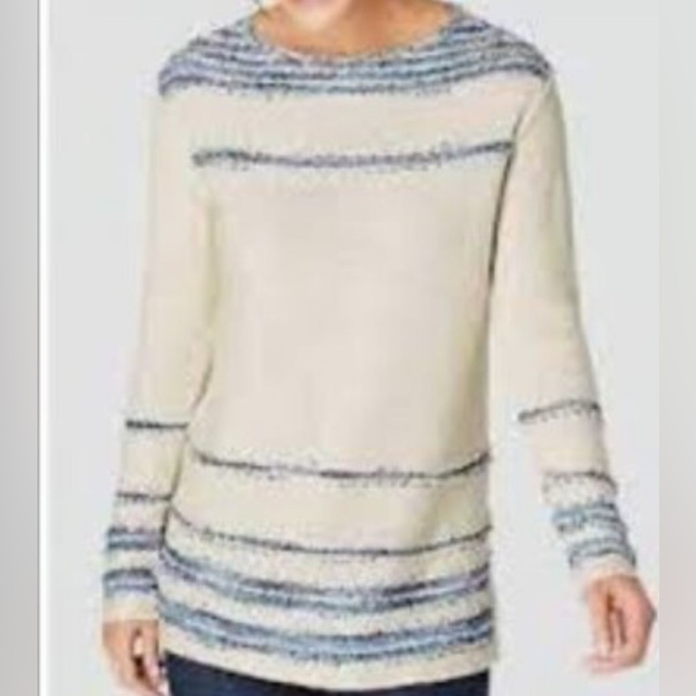 J. Jill Cream Sweater with Blue Stripes